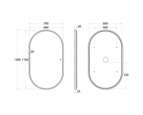 Купить Зеркало 70х120 см Art&Max Bari AM-Bar-700-1200-DS-F-White в магазине сантехники Santeh-Crystal.ru