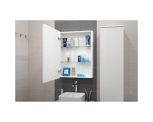 Заказать Зеркальный шкаф 60х80 см белый L Art&Max Techno AM-Tec-600-800-1D-L-DS-F в магазине сантехники Santeh-Crystal.ru