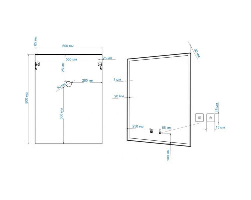 Заказать Зеркало 60х80 см Art&Max Arezzo AM-Are-600-800-DS-FC-H-Nero в магазине сантехники Santeh-Crystal.ru