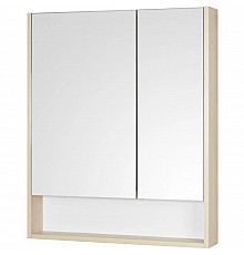 Зеркальный шкаф 70х85 см белый глянец/дуб верона Акватон Сканди 1A252202SDB20