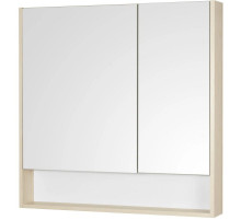 Зеркальный шкаф 85х85 см белый глянец/дуб верона Акватон Сканди 1A252302SDB20
