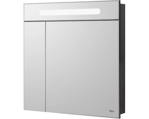 Заказать Зеркальный шкаф черный глянец 80х81 см Roca Victoria Nord Black Edition ZRU9000100 в магазине сантехники Santeh-Crystal.ru