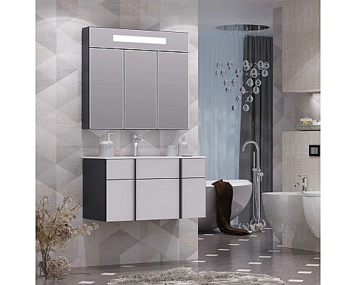 Купить Зеркальный шкаф 91,4х80 см антрацит Opadiris Кристалл 00-00003653 в магазине сантехники Santeh-Crystal.ru