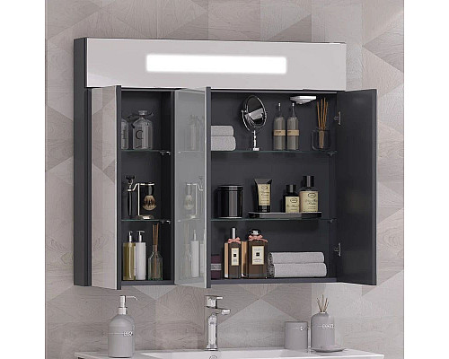 Купить Зеркальный шкаф 91,4х80 см антрацит Opadiris Кристалл 00-00003653 в магазине сантехники Santeh-Crystal.ru
