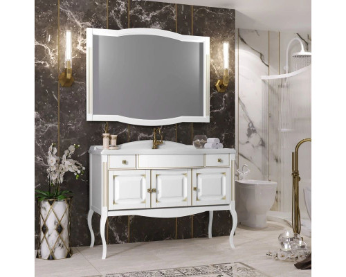 Приобрести Зеркало 118х90 см белый золотая патина Opadiris Лаура в магазине сантехники Santeh-Crystal.ru