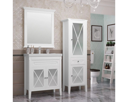 Приобрести Зеркало 80х88 см белый матовый Opadiris Палермо 00-00002351 в магазине сантехники Santeh-Crystal.ru