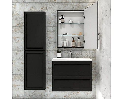 Купить Зеркальный шкаф 60х80 см черный матовый Art&Max Techno AM-Tec-600-800-1D-DS-F-Nero в магазине сантехники Santeh-Crystal.ru