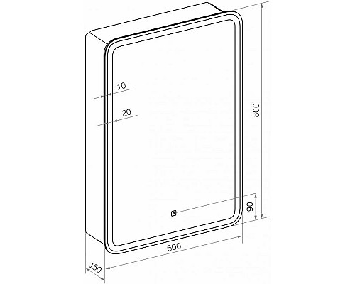 Купить Зеркальный шкаф 60х80 см белый матовый L Art&Max Platino AM-Pla-600-800-1D-L-DS-F в магазине сантехники Santeh-Crystal.ru
