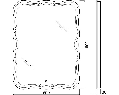 Приобрести Зеркало 60х80 см BelBagno SPC-OND-600-800-LED-TCH в магазине сантехники Santeh-Crystal.ru