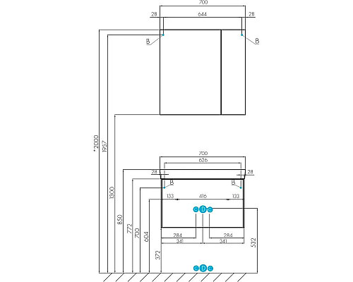 Заказать Зеркальный шкаф 70х70 см белый глянец Акватон Асти 1A263402AX010 в магазине сантехники Santeh-Crystal.ru