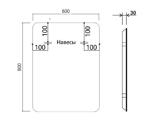 Зеркало 60x80 см черный Vincea VLM-3VC600B-2