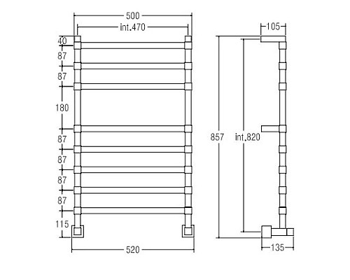 Купить Полотенцесушитель водяной Margaroli Panorama 764-8 хром в магазине сантехники Santeh-Crystal.ru