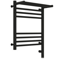 Полотенцесушитель электрический 500х400 черный матовый МЭМ правый Сунержа Богема с полкой 3.0 31-5807-5040