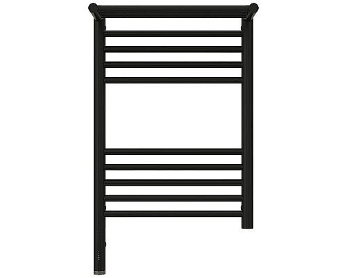 Купить Полотенцесушитель электрический 600х400 черный матовый МЭМ левый Сунержа Богема с полкой 3.0 31-5806-6040 в магазине сантехники Santeh-Crystal.ru