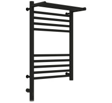 Полотенцесушитель электрический 600х400 черный матовый МЭМ левый Сунержа Богема с полкой 3.0 31-5806-6040