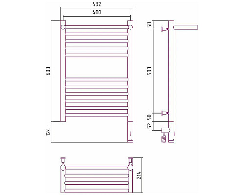 Заказать Полотенцесушитель электрический 600х400 белый матовый МЭМ правый Сунержа Богема с полкой 3.0 30-5807-6040 в магазине сантехники Santeh-Crystal.ru