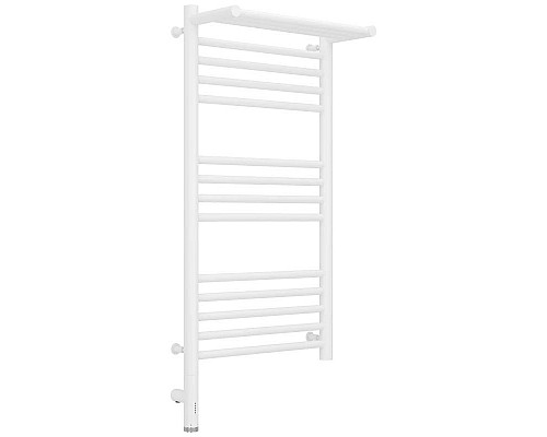 Купить Полотенцесушитель электрический 800х400 белый матовый МЭМ левый Сунержа Богема с полкой 3.0 30-5806-8040 в магазине сантехники Santeh-Crystal.ru