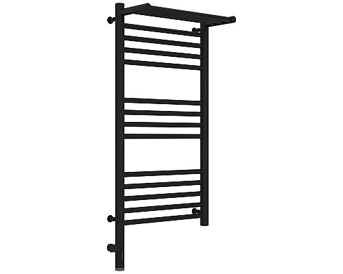 Приобрести Полотенцесушитель электрический 800х400 черный матовый МЭМ левый Сунержа Богема с полкой 3.0 31-5806-8040 в магазине сантехники Santeh-Crystal.ru