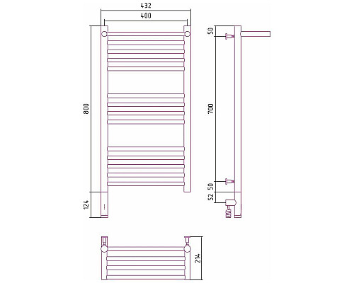 Приобрести Полотенцесушитель электрический 800х400 черный матовый МЭМ левый Сунержа Богема с полкой 3.0 31-5806-8040 в магазине сантехники Santeh-Crystal.ru