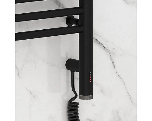 Купить Полотенцесушитель электрический 600х400 черный матовый МЭМ правый Сунержа Богема с полкой 3.0 31-5807-6040 в магазине сантехники Santeh-Crystal.ru