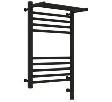 Полотенцесушитель электрический 600х400 черный матовый МЭМ правый Сунержа Богема с полкой 3.0 31-5807-6040
