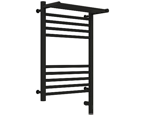 Купить Полотенцесушитель электрический 600х400 черный матовый МЭМ правый Сунержа Богема с полкой 3.0 31-5807-6040 в магазине сантехники Santeh-Crystal.ru