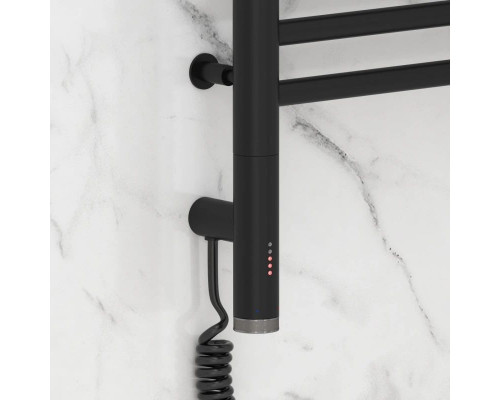 Купить Полотенцесушитель электрический 1200х400 черный матовый МЭМ левый Сунержа Богема с полкой 3.0 31-5806-1240 в магазине сантехники Santeh-Crystal.ru