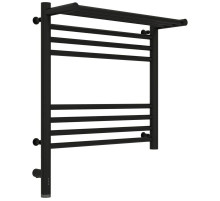 Полотенцесушитель электрический 500х500 черный матовый МЭМ левый Сунержа Богема с полкой 3.0 31-5806-5050