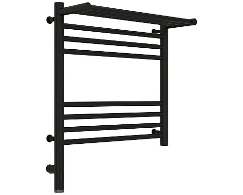 Заказать Полотенцесушитель электрический 500х500 черный матовый МЭМ левый Сунержа Богема с полкой 3.0 31-5806-5050 в магазине сантехники Santeh-Crystal.ru