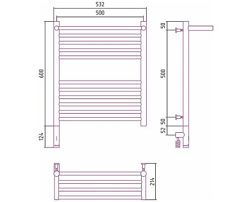Приобрести Полотенцесушитель электрический 600х500 белый матовый МЭМ левый Сунержа Богема с полкой 3.0 30-5806-6050 в магазине сантехники Santeh-Crystal.ru