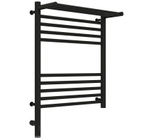 Полотенцесушитель электрический 600х500 черный матовый МЭМ левый Сунержа Богема с полкой 3.0 31-5806-6050