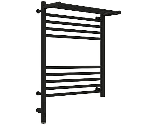 Приобрести Полотенцесушитель электрический 600х500 черный матовый МЭМ левый Сунержа Богема с полкой 3.0 31-5806-6050 в магазине сантехники Santeh-Crystal.ru