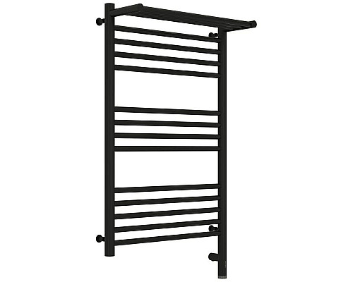 Купить Полотенцесушитель электрический 800х500 черный матовый МЭМ правый Сунержа Богема с полкой 3.0 31-5807-8050 в магазине сантехники Santeh-Crystal.ru