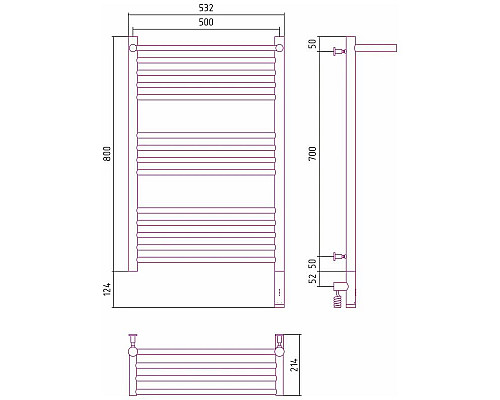 Купить Полотенцесушитель электрический 800х500 черный матовый МЭМ правый Сунержа Богема с полкой 3.0 31-5807-8050 в магазине сантехники Santeh-Crystal.ru