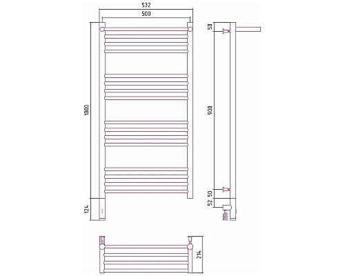 Купить Полотенцесушитель электрический 1000х500 белый матовый МЭМ левый Сунержа Богема с полкой 3.0 30-5806-1050 в магазине сантехники Santeh-Crystal.ru