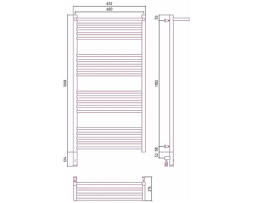 Купить Полотенцесушитель электрический 1200х600 черный матовый МЭМ левый Сунержа Богема с полкой 3.0 31-5806-1260 в магазине сантехники Santeh-Crystal.ru