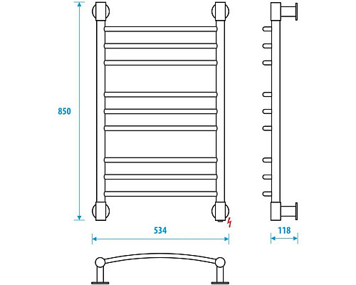 Приобрести Полотенцесушитель электрический 850x500 Energy Ergo2 EETR0ERGO28550R903M в магазине сантехники Santeh-Crystal.ru