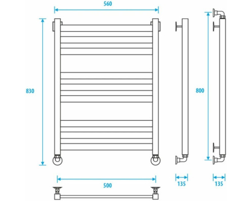 Купить Полотенцесушитель водяной 800x500 Energy Techno Style EWTRTECHS0805000000 в магазине сантехники Santeh-Crystal.ru