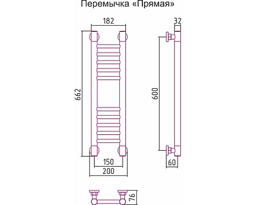 Приобрести Полотенцесушитель водяной 600х150 Сунержа Богема+ 00-0220-6015 в магазине сантехники Santeh-Crystal.ru