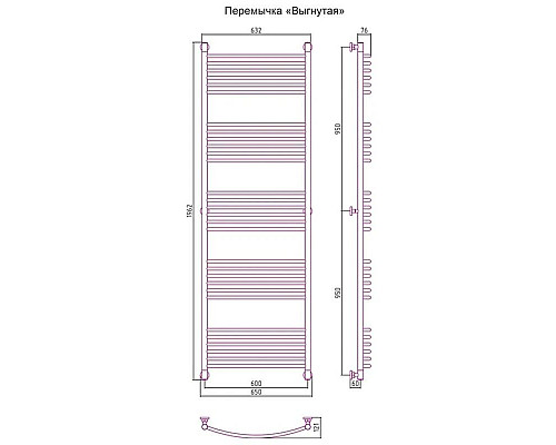 Купить Полотенцесушитель водяной 1900х600 перемычка выгнутая Сунержа Богема+ 00-0221-1960 в магазине сантехники Santeh-Crystal.ru