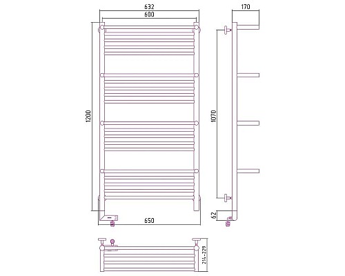 Заказать Полотенцесушитель электрический 1200х600 МЭМ правый Сунержа Богема с полкой 2.0 00-5209-1260 в магазине сантехники Santeh-Crystal.ru
