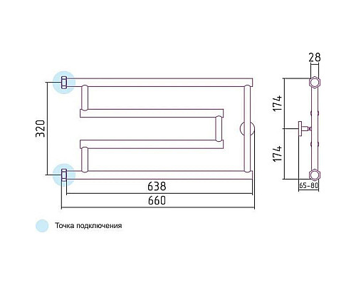 Купить Полотенцесушитель водяной 320x650 золотой Сунержа High-Tech+ model G 03-4051-3265 в магазине сантехники Santeh-Crystal.ru