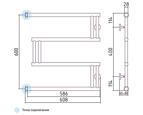 Заказать Полотенцесушитель водяной 600x600 Сунержа High-Tech+ model M 00-4050-6060 в магазине сантехники Santeh-Crystal.ru