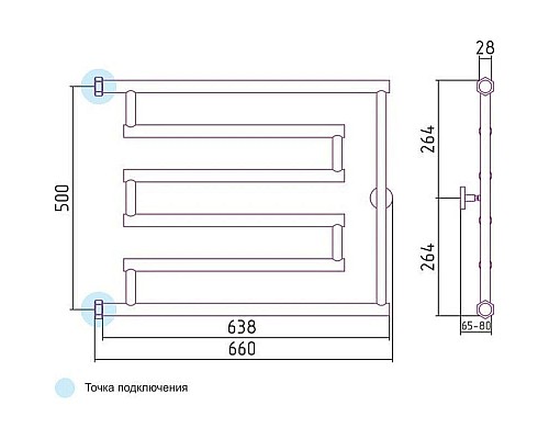 Купить Полотенцесушитель водяной 500x650 шампань Сунержа High-Tech+ model L 020-4052-5065 в магазине сантехники Santeh-Crystal.ru