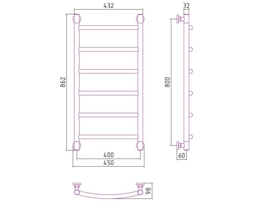 Купить Полотенцесушитель водяной 800х400 шампань Сунержа Галант+ 020-0200-8040 в магазине сантехники Santeh-Crystal.ru