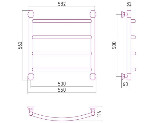 Приобрести Полотенцесушитель водяной 500х500 шампань Сунержа Галант+ 020-0200-5050 в магазине сантехники Santeh-Crystal.ru