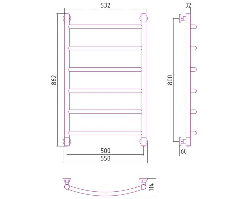 Приобрести Полотенцесушитель водяной 800х500 шампань Сунержа Галант+ 020-0200-8050 в магазине сантехники Santeh-Crystal.ru