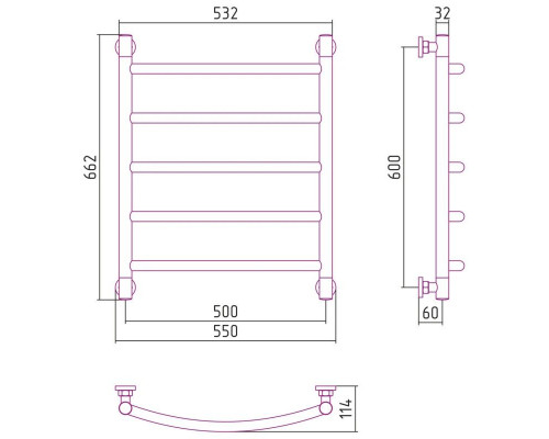Купить Полотенцесушитель водяной 600х500 античное белое золото Сунержа Галант+ 10-0200-6050 в магазине сантехники Santeh-Crystal.ru