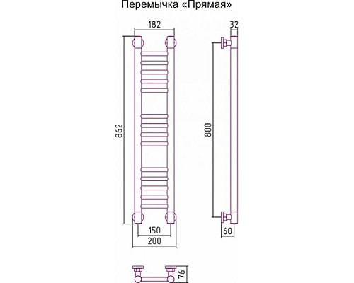 Приобрести Полотенцесушитель водяной 800х150 шампань матовая Сунержа Богема+ 022-0220-8015 в магазине сантехники Santeh-Crystal.ru