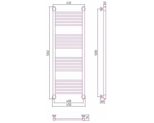Заказать Полотенцесушитель водяной 1200х400 белый глянец Сунержа Богема+ 12-0220-1240 в магазине сантехники Santeh-Crystal.ru